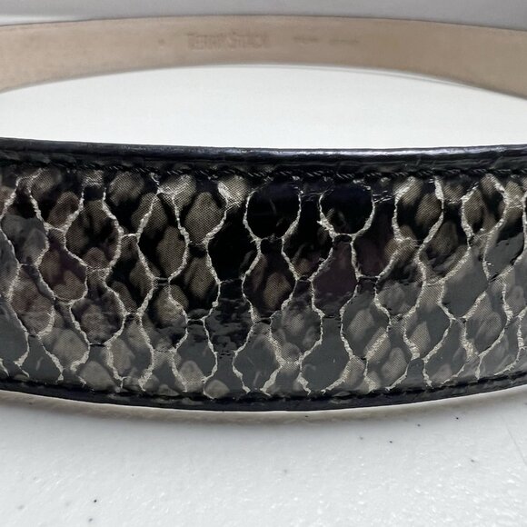 Terry Stack Italian Leather Hook & Loop Belt Womens Size Large NO‎ BUCKLE - Picture 3 of 9